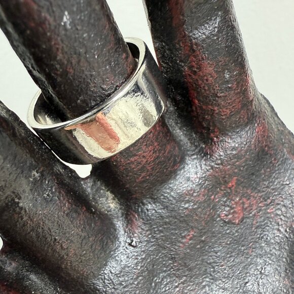 Silver Tone Playboy Ring Size 8.25 - Picture 3 of 6